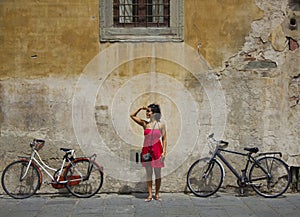 Woman with bicycles