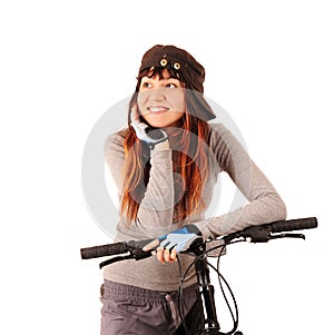 Woman bicyclist photo