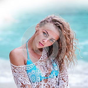 Woman in bikini on beach