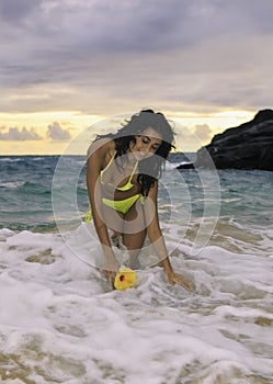 Woman in bikini at the beach