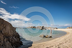 Woman in bikini in sea at Cavallo island near Corsica