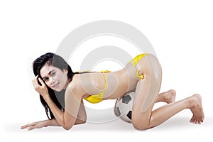 woman in bikini and soccer ball 2