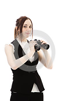 Woman with binoculars