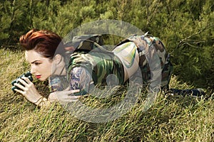 Woman with binoculars