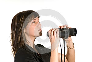 Woman with binoculars