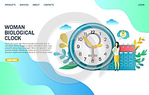Woman biological clock vector website landing page design template