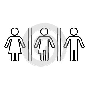 Woman bisexual transvestite gay man loyalty concept icon black color outline vector illustration flat style image