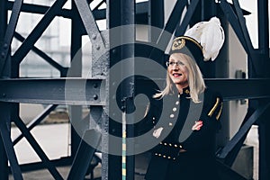 Woman black coal miner foreman in gala parade uniform