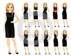 Woman in black dress character set