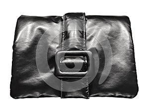 Woman black glossy reticule photo