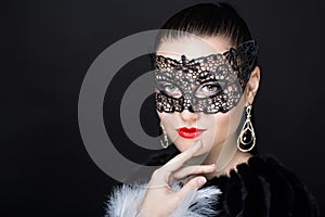 Woman with black mask