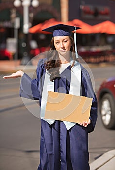Woman with Blank Cardboard Sign