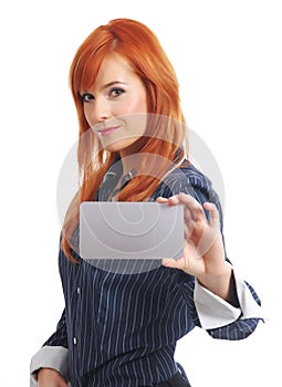 Woman with blank credit card