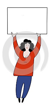 Woman with blank sign