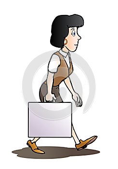 Woman with blank suitcase