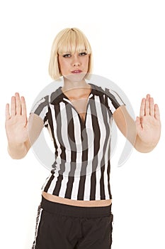 Woman blond ref pushing