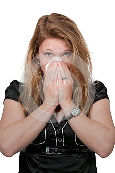 Woman Blowing Her Nose