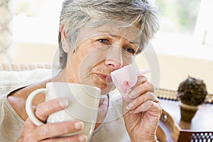 Woman Blowing Her Nose