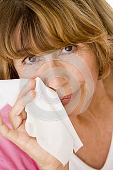 Woman Blowing Her Nose