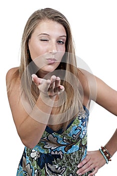 Woman Blowing a Kiss and Winking