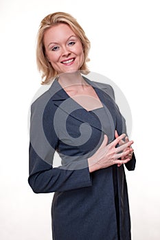 Woman in blue business suit