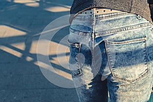 Woman in blue denim jeans