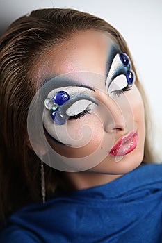 Woman blue make up