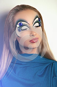 Woman blue make up