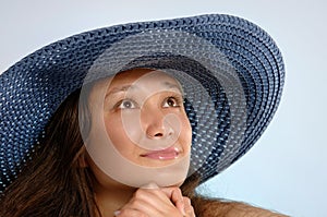 Woman in a Blue Sunhat photo