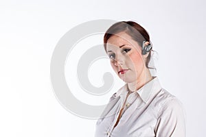 Woman with Bluetooth Headset