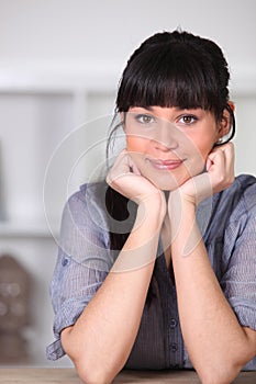 Woman with a blunt fringe photo