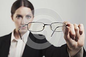 Woman blurred seen correctly glasses