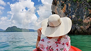 Woman on the boat trip in Phang Nga