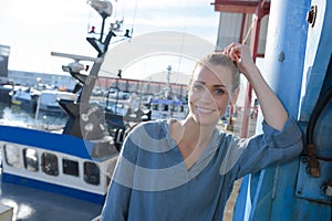 woman boat worker looking at camera