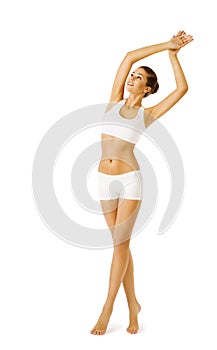 Woman Body Beauty, Model Girl Fitness Exercise White Underwear