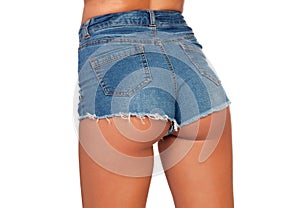 woman body in jean shorts