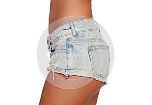 woman body in jean shorts