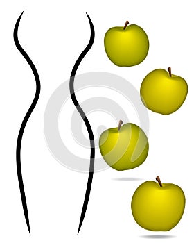 Woman body lines with apples concept.
