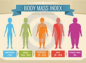 Woman body mass index vector medical infographic