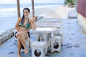 Woman body portrait relax on beach