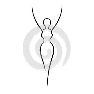 Woman body sketch, line art icon. Female pose outline silhouette, model, figure. Abstract sign of girl for wellness