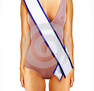 Woman body and tape of beauty contest