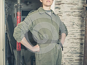 Woman in boiler suit