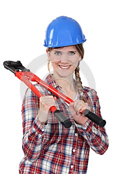 Woman with boltcutters photo