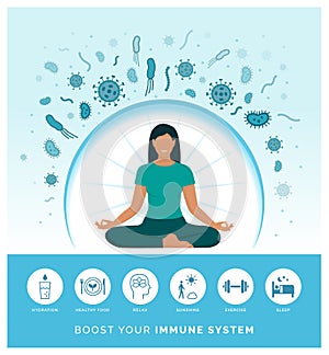 Woman boosting her immune system naturally