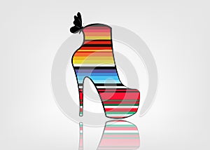 Woman boots on high heels, side view, Logo shoe store, shop, fashion collection, boutique label. Company logo design.