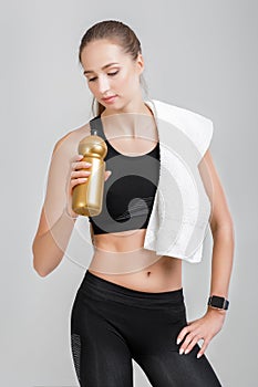 Woman with a bottle of water