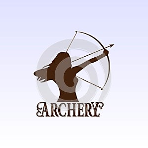 Woman Bow Archery Silhouette Sport Club Logo Design Vector photo