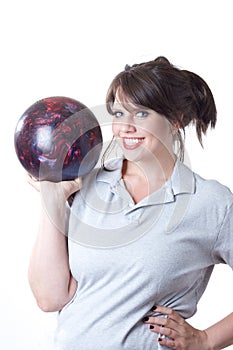 Woman with bowling ball