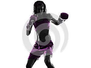 Woman boxer boxing kickboxing silhouette isolated